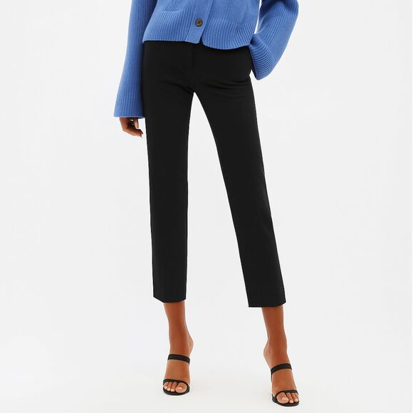 JOSEPH Cropped Trousers Women’s XS FR 34 Navy Gabardine Mid Rise Straight Leg - Picture 1 of 13